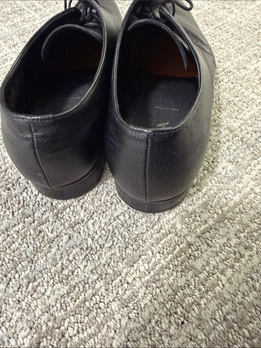 Prada Black Leather Lace-Up Oxfords